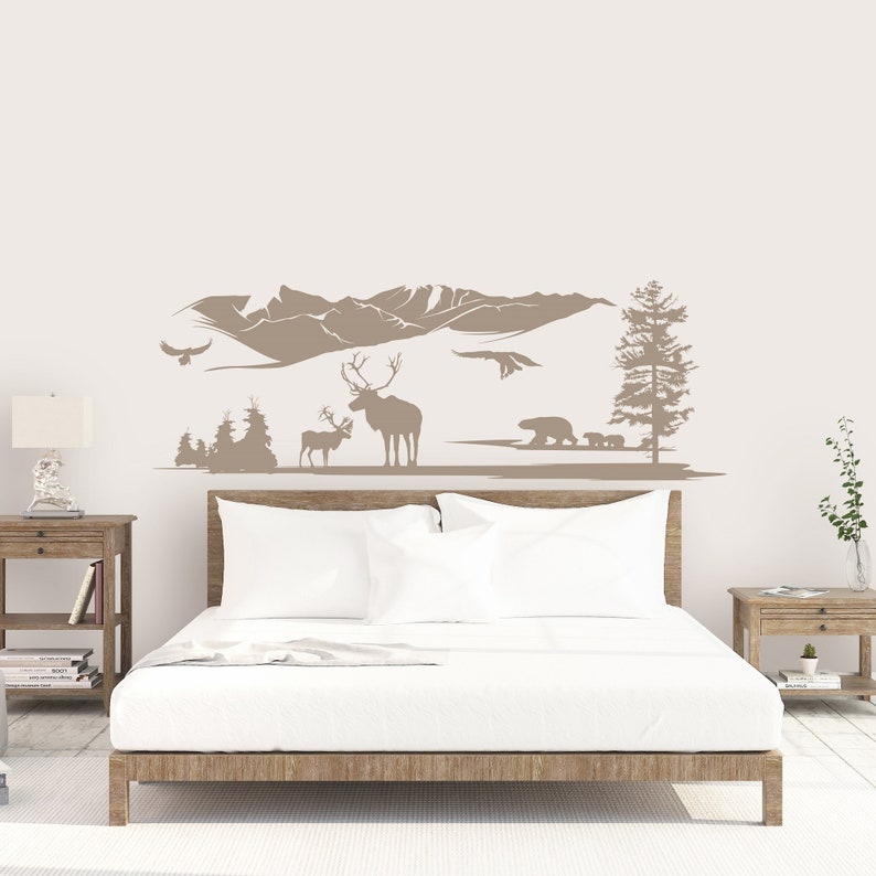 Landscape Wall Decal Woodland Wall Decal Mountain Etsy