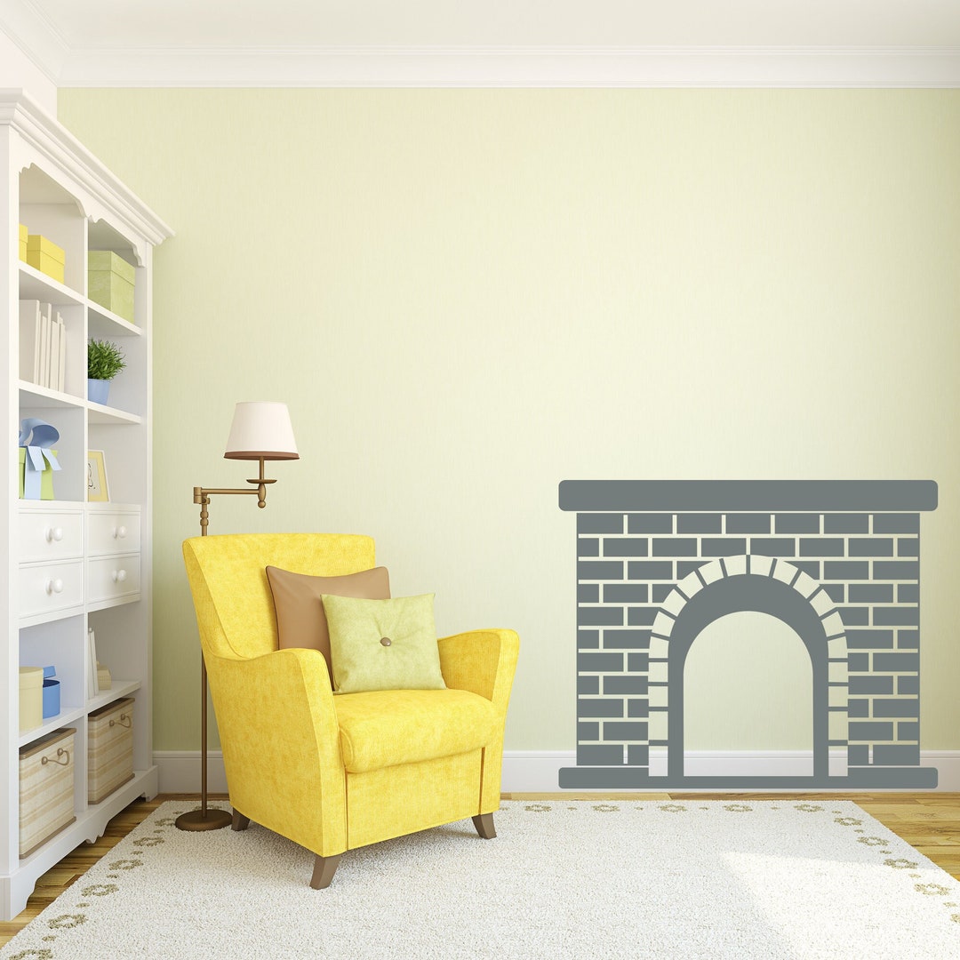 Fireplace Wall Decal Faux Fireplace Fireplace Wall Sticker Etsy