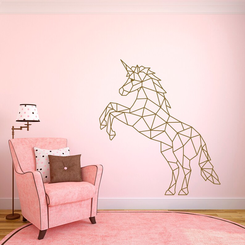 Geometric Unicorn Wall Sticker Unicorn Vinyl Wall Decal Etsy