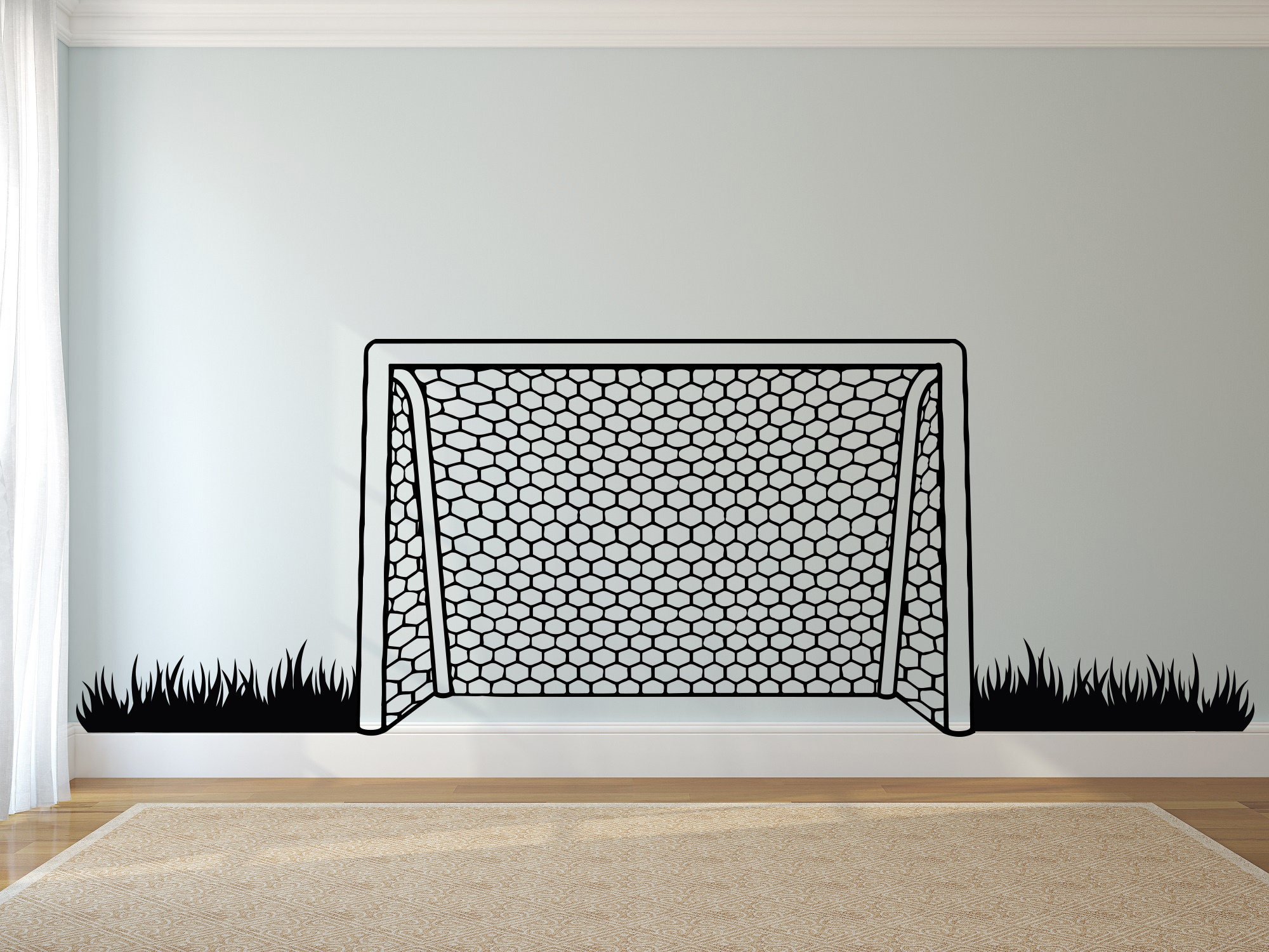 Soccer Goal with Grass Vinyl Decal Football Wall Sticker Etsy