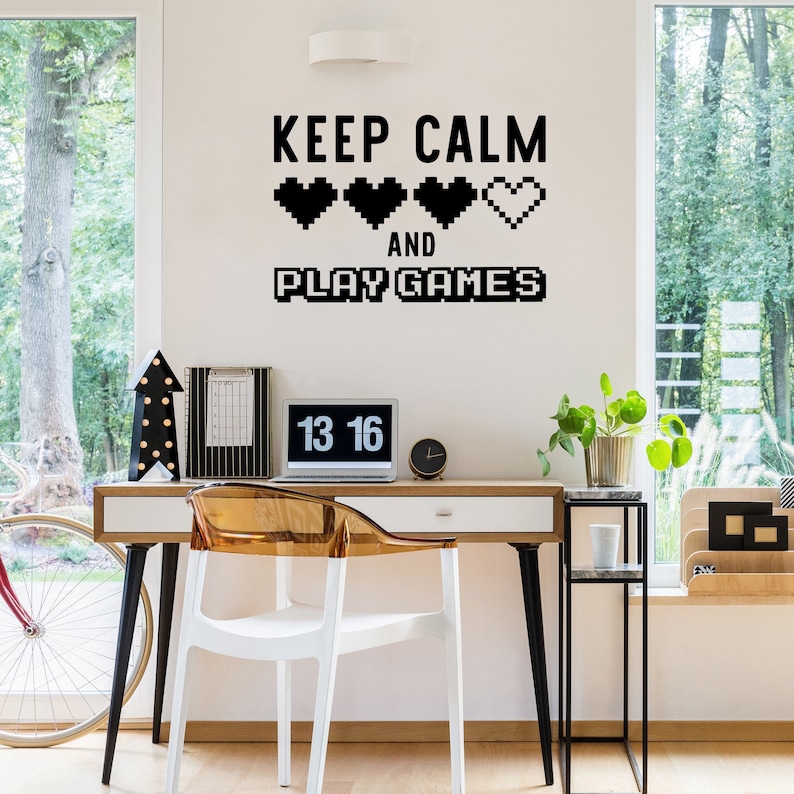 Gaming Wall Decal Keep Calm and Play Games Gamer Quotes Etsy