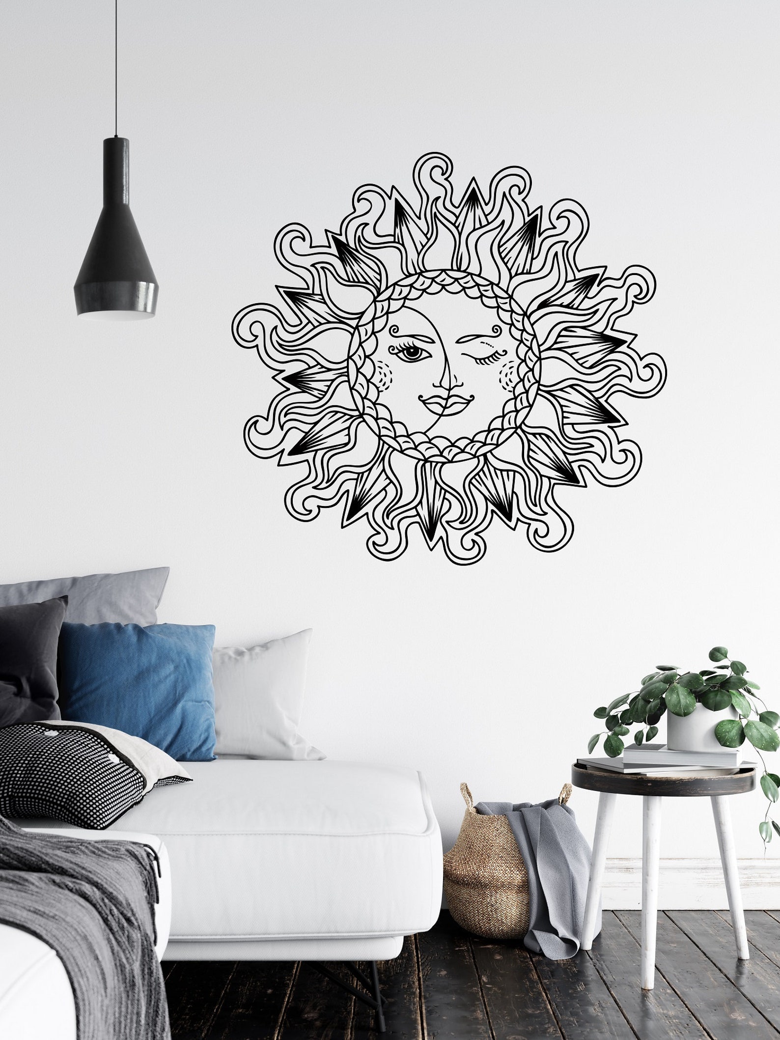 Sun & Moon Wall Art Decal Sun Moon Wall Decal Ethnic Art Etsy Singapore