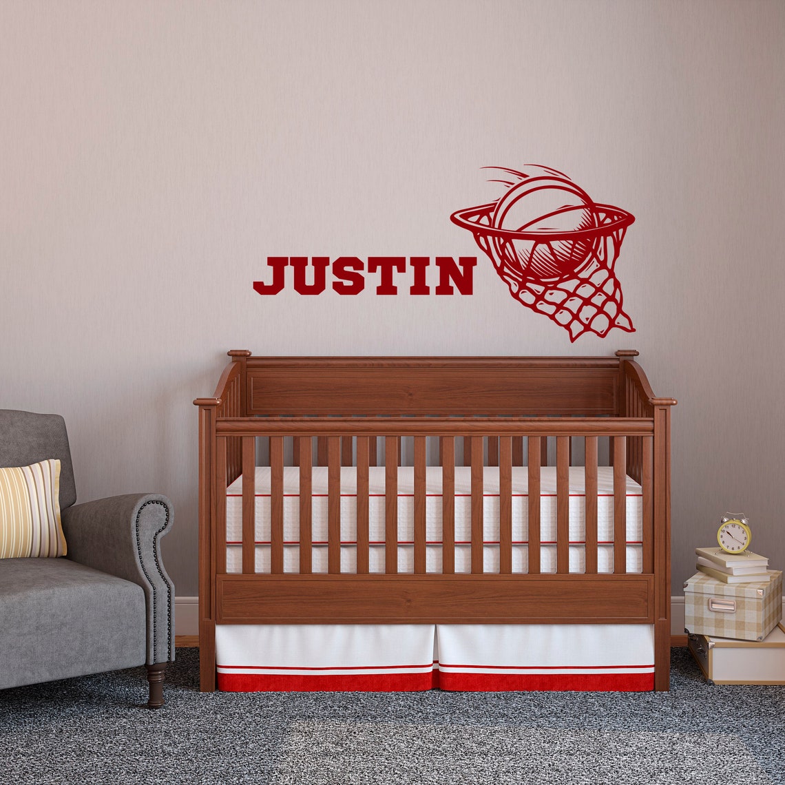 Personalized Basketball Wall Decal Basketball Hoop Wall Etsy