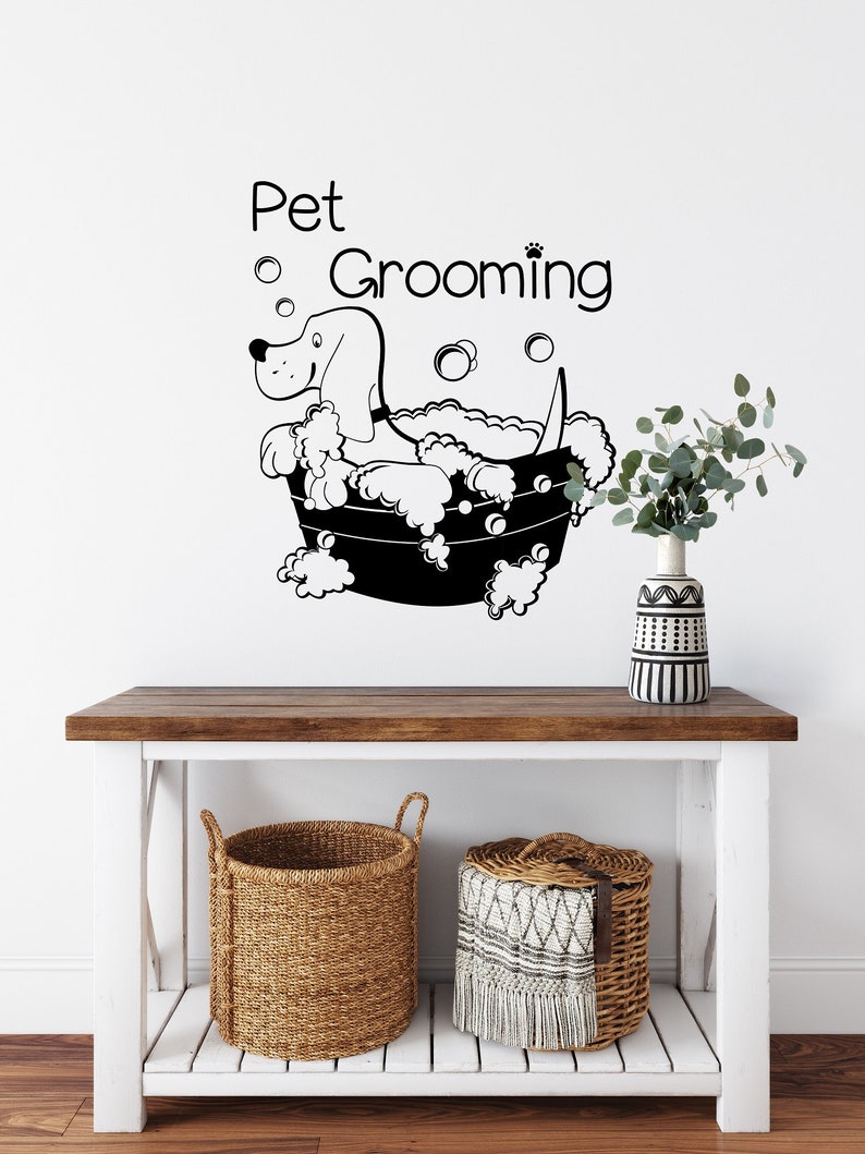 Grooming Salon Wall Decal Pet Grooming Vinyl Stickers Dog Etsy