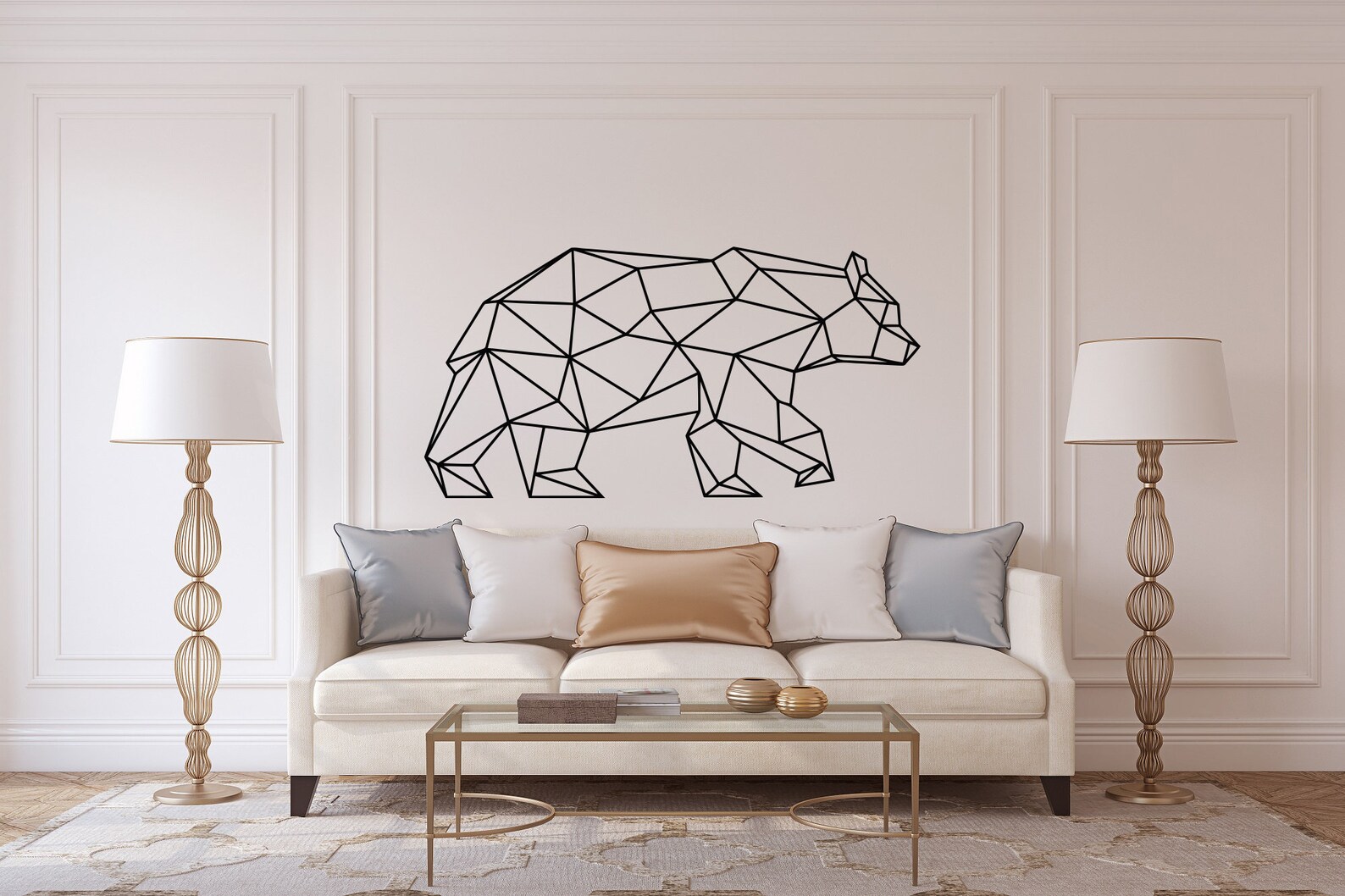 Bear Geometric Wall Decal Bear Wall Decor Polygonal Bear Etsy