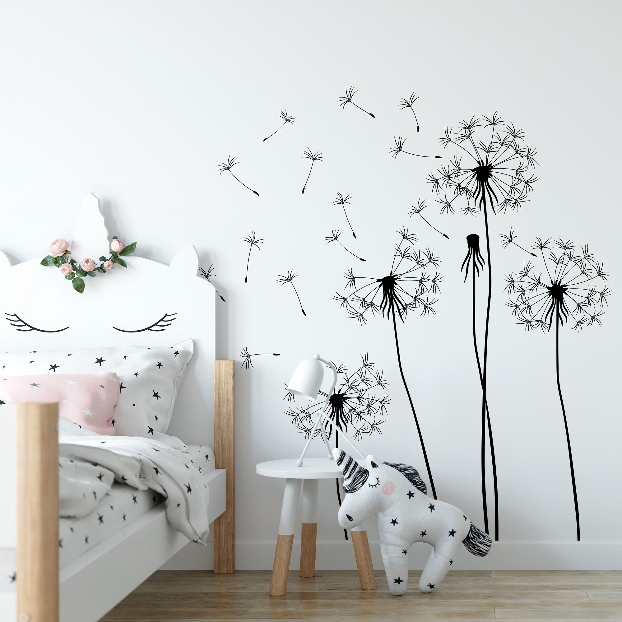 Dandelion Wall Decal Dandelion and Seeds Blowing in the Wind Etsy Canada