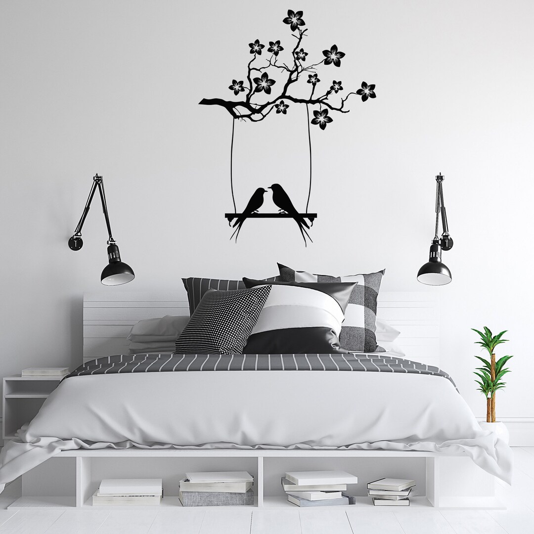 Birds Wall Decal Love Birds Wall Decor Birds Wall Sticker Etsy