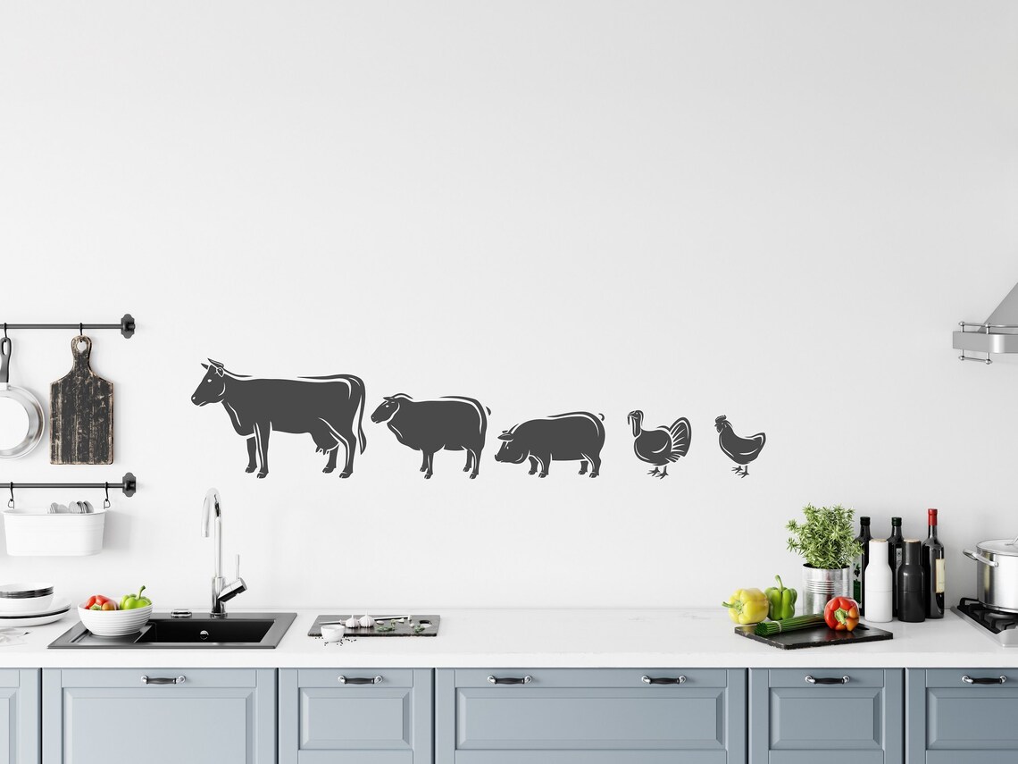 Farm Animals Vinyl Wall Decal Animal Wall Stickers Farm Etsy