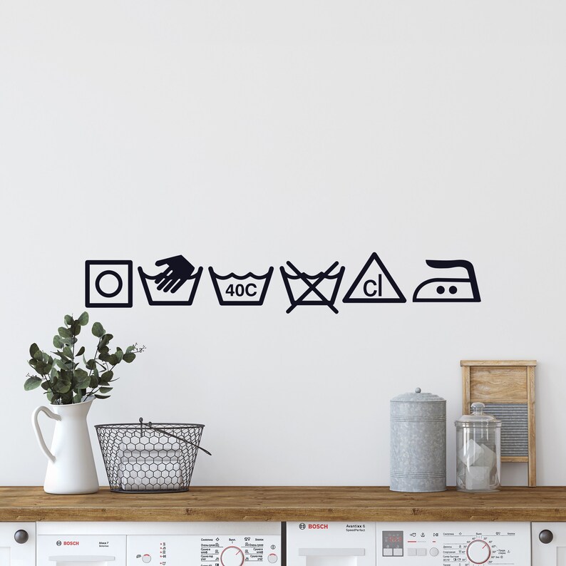 Laundry Symbols Decals Laundry Room Sign Laundry Wall Etsy
