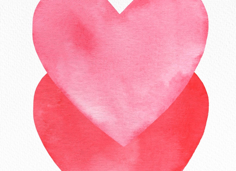 Watercolor Pink Hearts Clipart for Love, Mother's Day, Valentine's Day ...