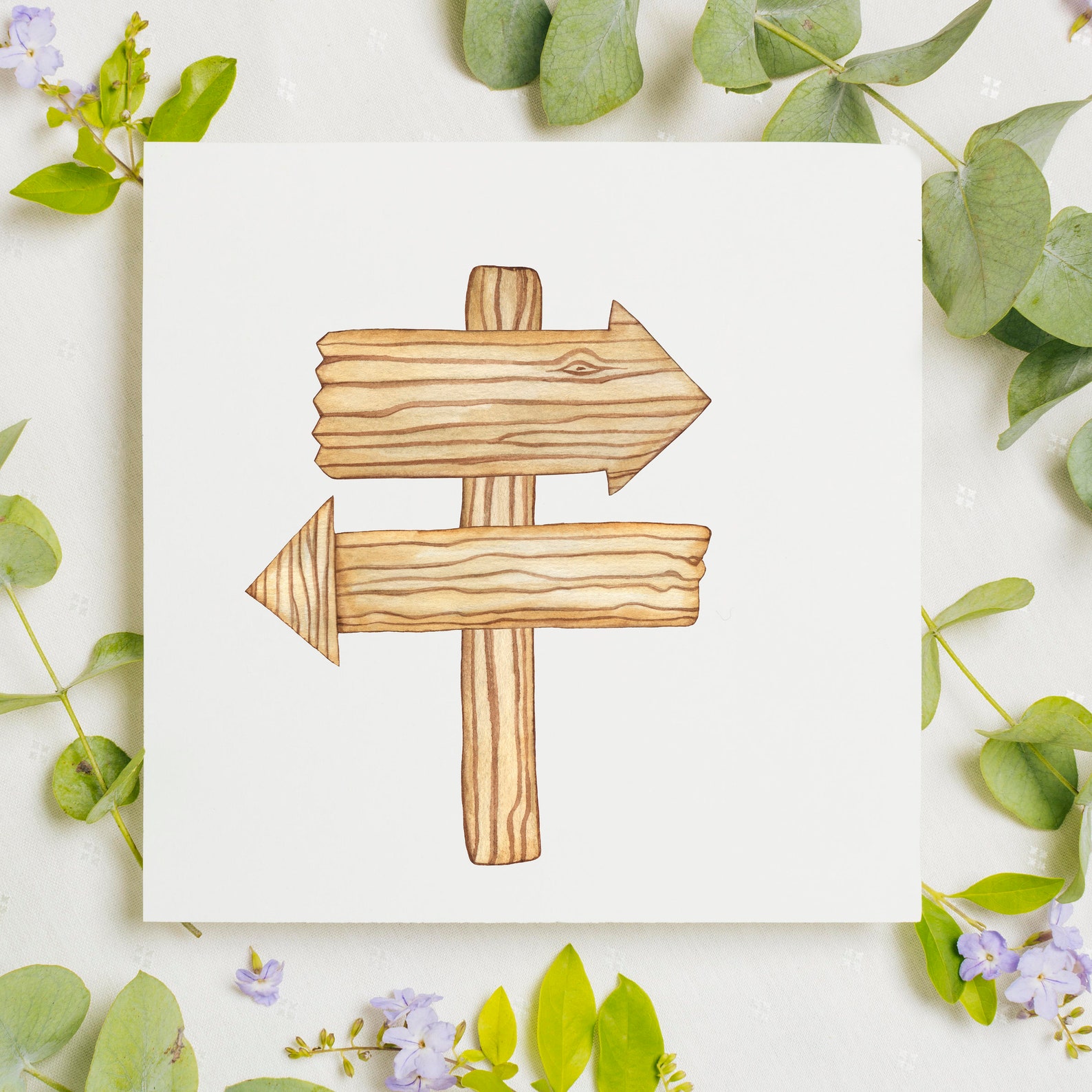 Watercolor Wooden Signs Clipart, Wooden Boards, Rustic Elements - Etsy