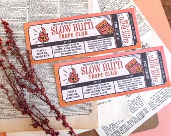 Slow Burn Trope Club | Book Club | Ticket Bookmark | Romance Tropes | Romance Readers | Bookmark Gifts | Slow Burn Romance