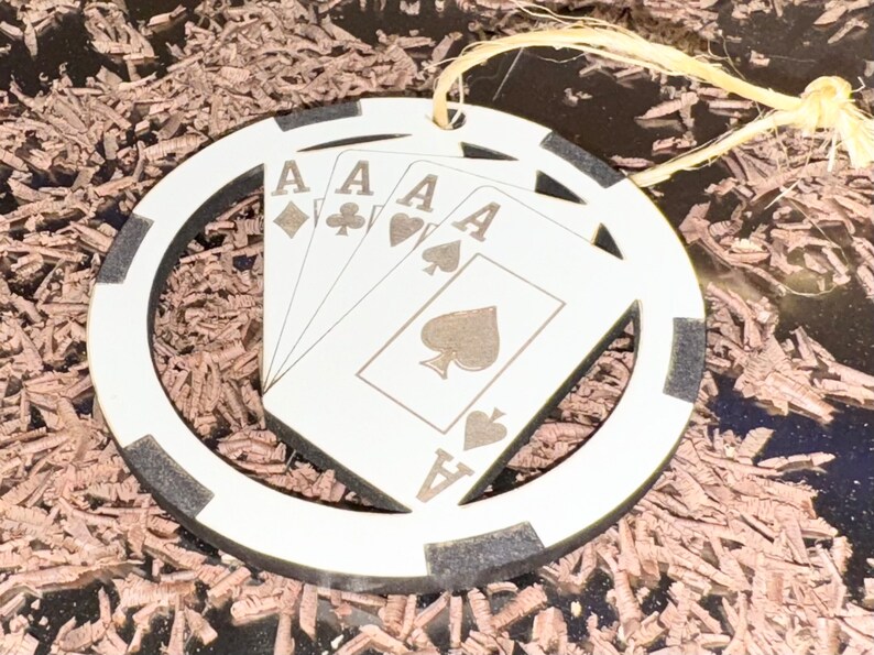 Four Ace's Large Poker Chip Ornament Christmas Tree Hanging Display ...