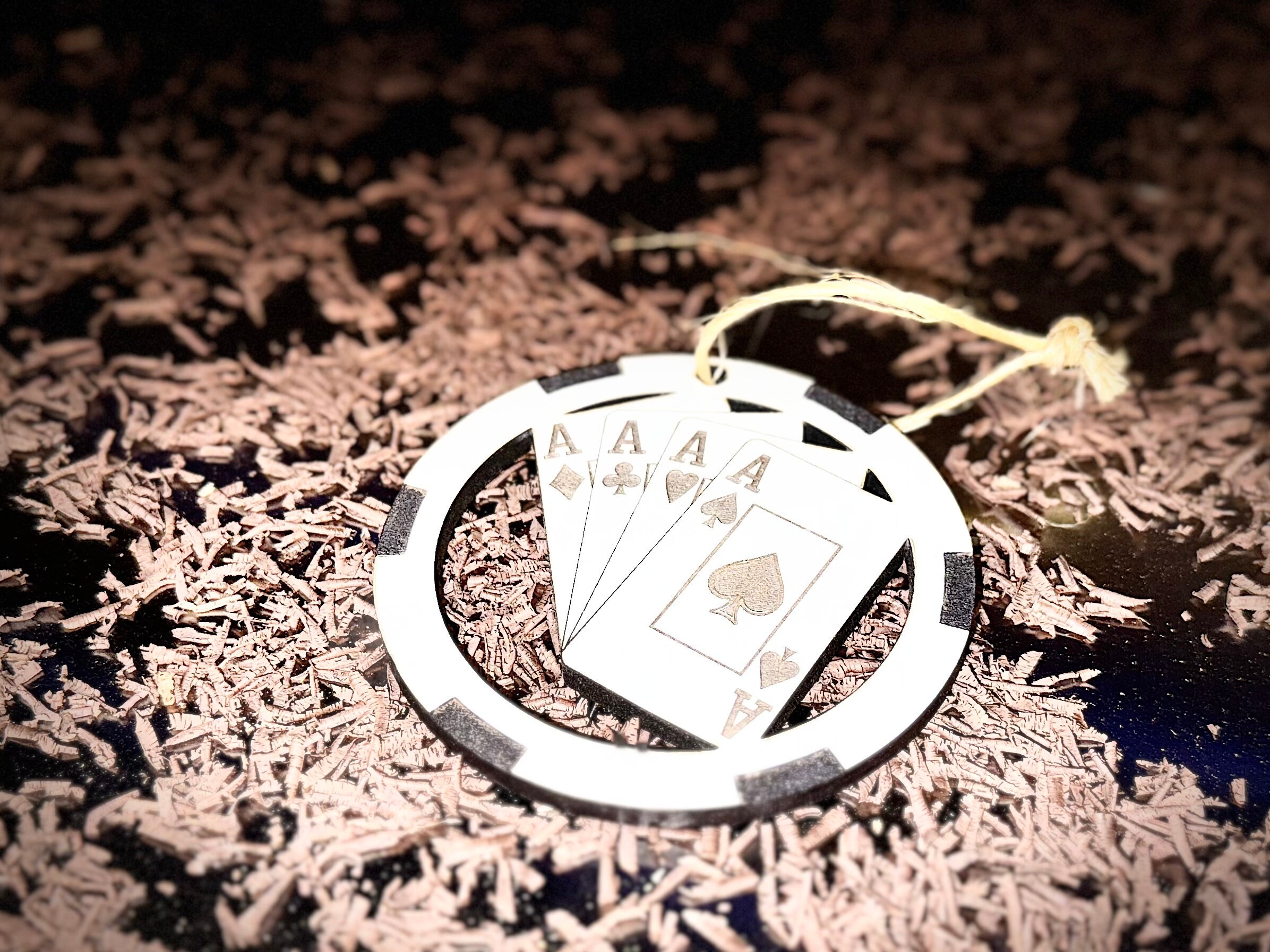 Four Ace's Large Poker Chip Ornament Christmas Tree Hanging Display ...