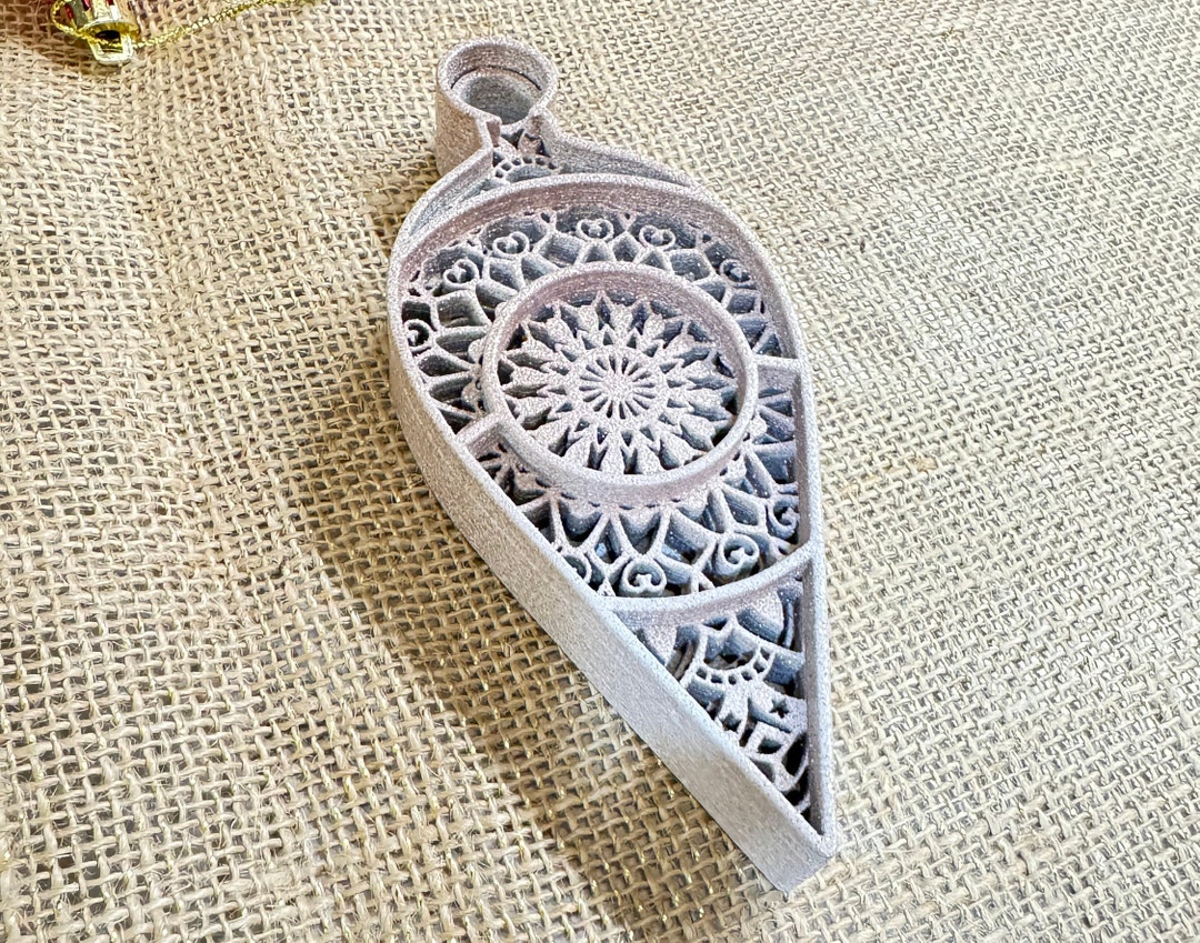 Classic Christmas Tree Ornament Mandala Style Stacked Layered Sparkly