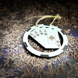 Four Ace's Large Poker Chip Ornament Christmas Tree Hanging Display ...