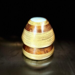 Mushroom cap tea light candle holder lathe turned segmented wood maple mahogany
