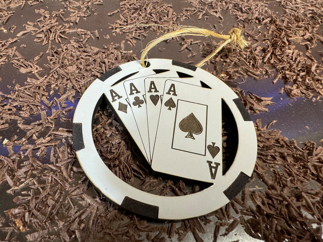 Four Ace's Large Poker Chip Ornament Christmas Tree Hanging Display ...