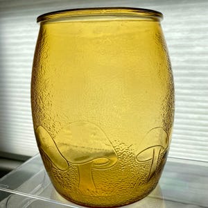 Vintage Bartlett Collins Mushroom Motif Amber Glass Cookie Jar 1970s
