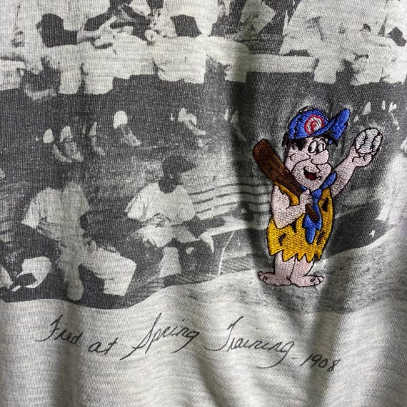 Vintage 1995 Fred Flinstone Embroidered Baseball Tee Size Large Hanna-Barbera