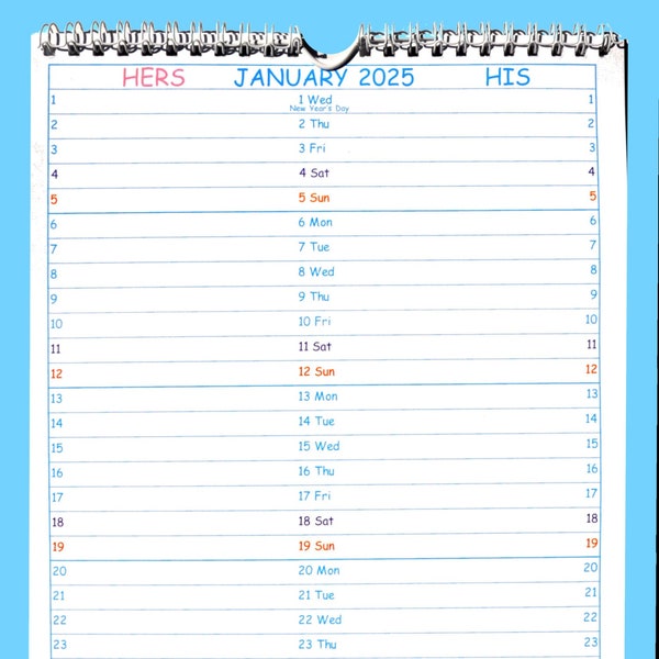 2025 His and Hers Calendar Etsy UK His & Hers Calendar 2025 Uk