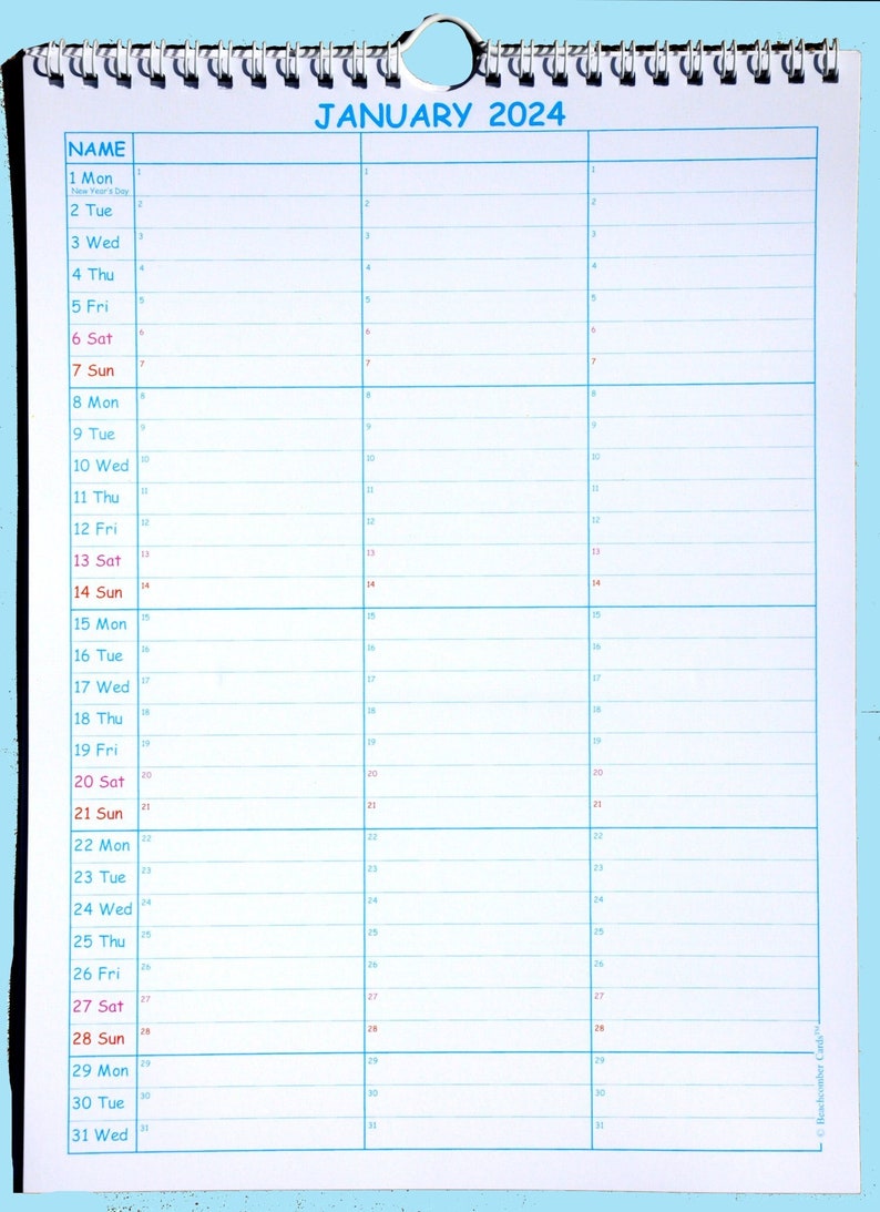 3 FAMILY CALENDAR 2025 A4 Size Made in Great Britain Etsy UK