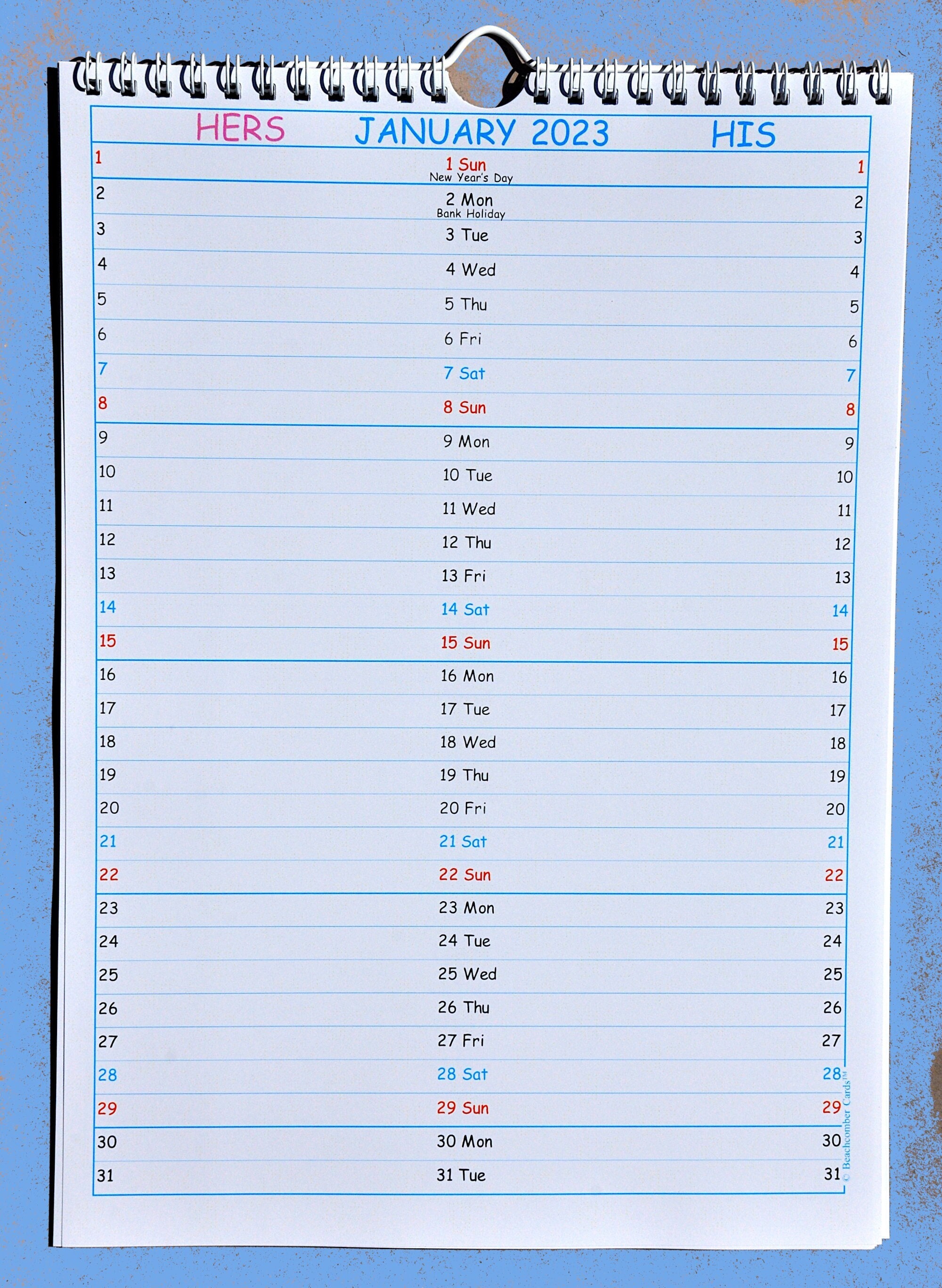 His Hers Calendar Lanna Nerissa
