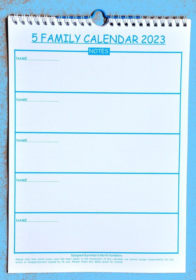 5 FAMILY CALENDAR 2023 Etsy UK