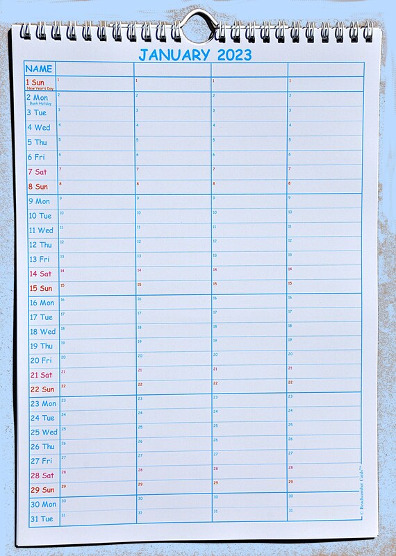 FOUR FAMILY CALENDAR 2023 A4 Size Etsy