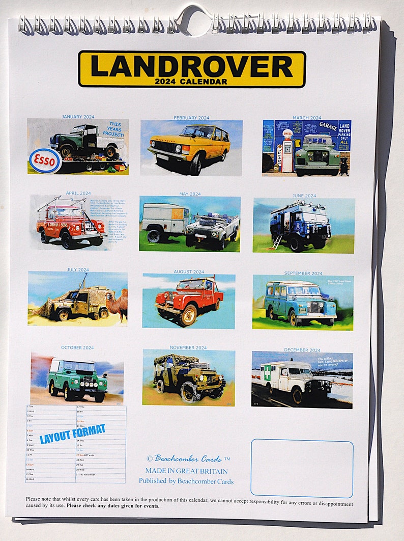 LAND ROVER CALENDAR 2024 Etsy