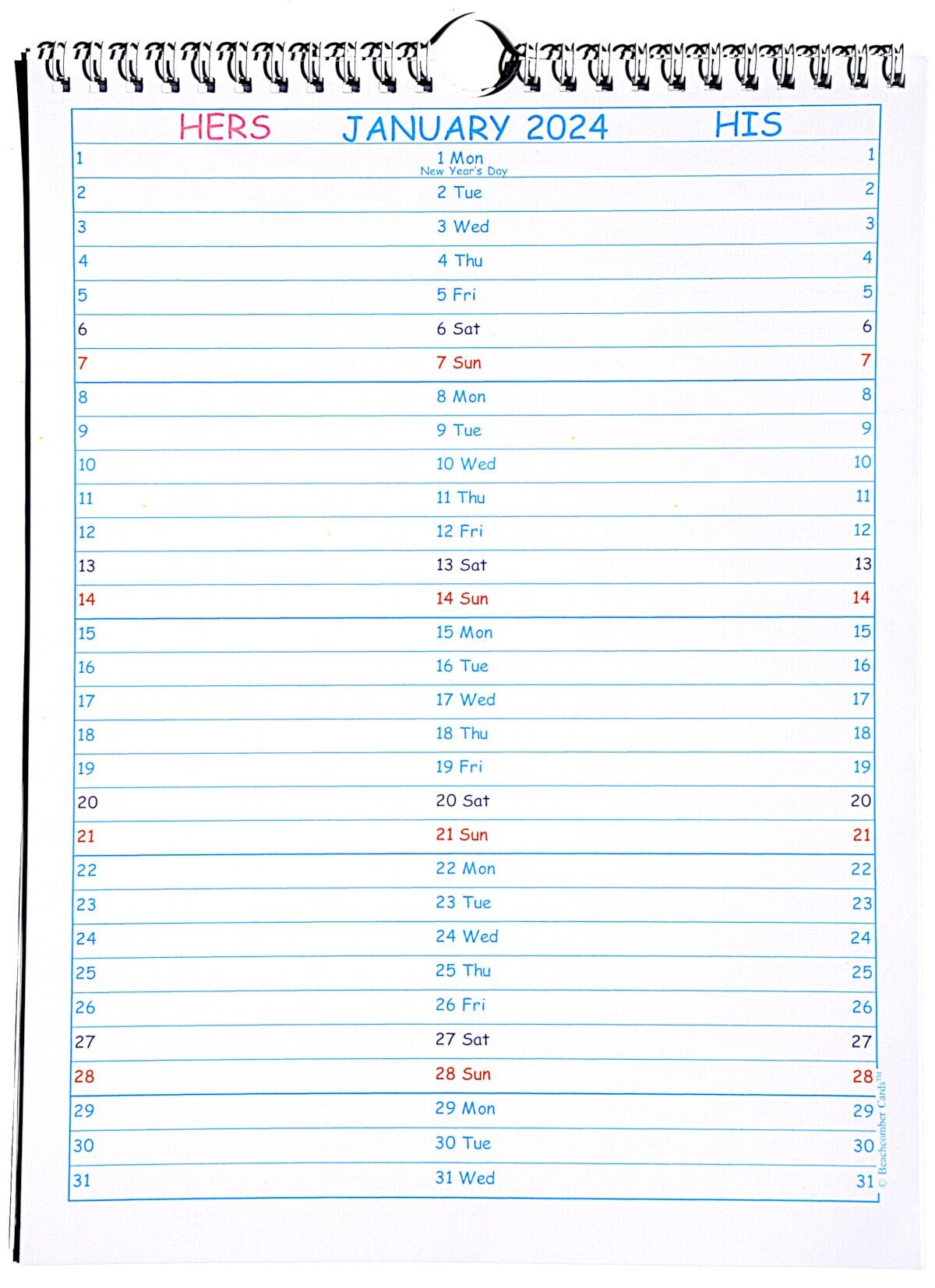 HERS / HIS CALENDAR 2024 A4 Size - Etsy UK