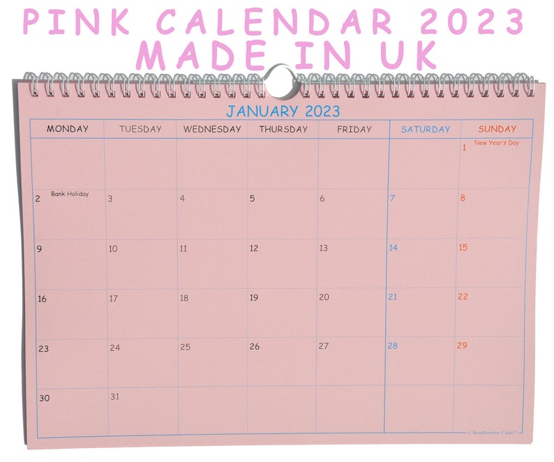 PINK Square Box A4 Wall Calendar 2023 - Etsy