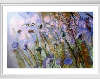 Träume 8" x 12" Blumen, Wiesen-Aquarell-Giclée von Joanna Magdalena