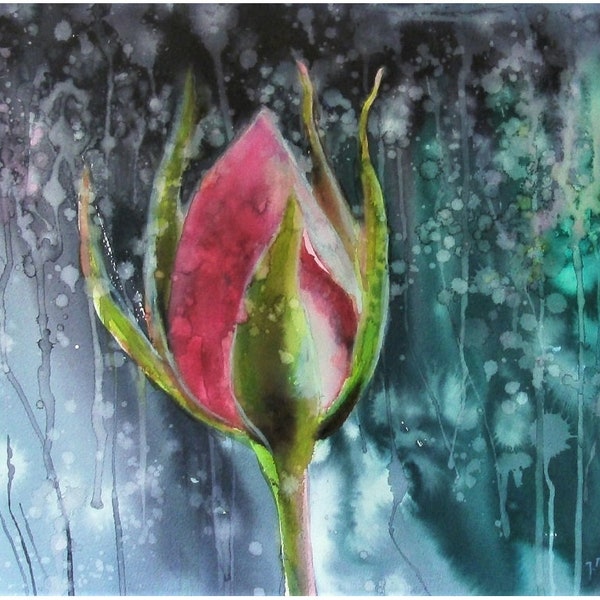 Forgiveness 22.4" x 15.2" , flower, rose, original watercolor hand painted, author's watercolors Joanna Magdalena