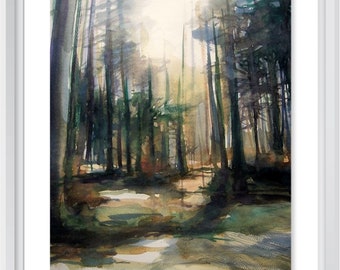 Fascination 12 "x 8" giclée d'aquarelle de forêt par Joanna Magdalena