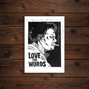 Dylan Thomas | Original Hand Printed Linocut Print | Love the Words