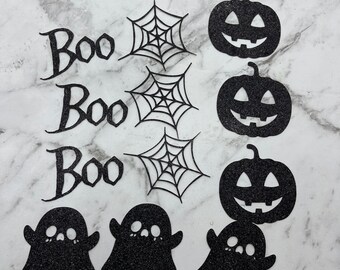 Glitter cardstock cupcake toppers for Halloween