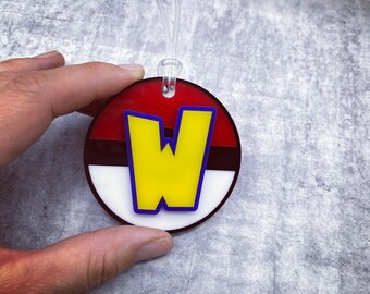 Personalized Pokemon Acrylic Bag Tag: Initial School or Gym Bag