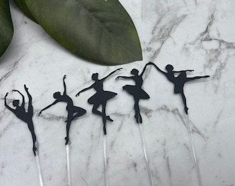 Set of ballerina silhouette cupcake toppers cardstock