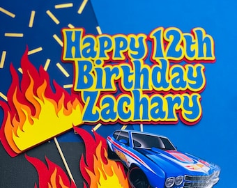 Custom Hotwheels cardstock Cake topper set