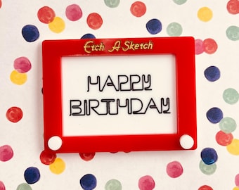 Personalised Etch a Sketch cake topper