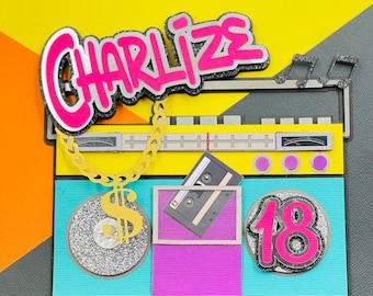 Layered RNB Old School Boom Box Cake Topper Personalised