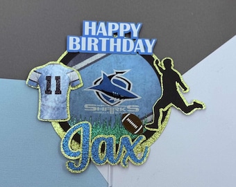 Layered NRL themed cake topper personalised Any Team