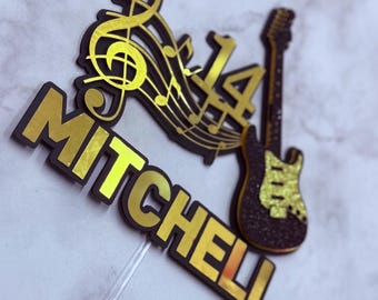 Bass Guitar Music Cake Topper Personalised
