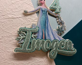 Let it go Elsa Inspired Cake Topper– Personalised Name & Age