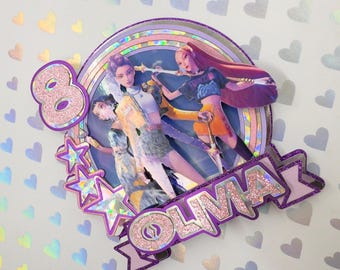 Purple Version K Pop Demon Hunters Huntrix cake topper personalised