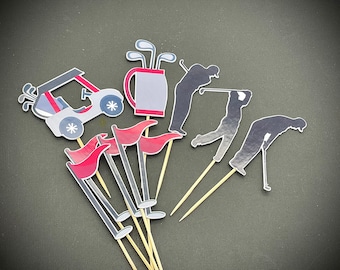 Golf themed cupcake topper set