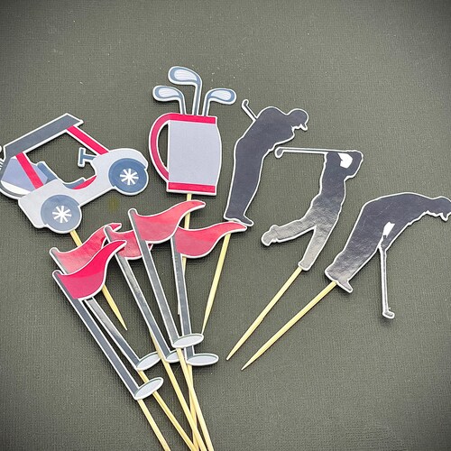 EDITABLE Golf Tee Flags Golf Cupcake Toppers Golf Party Etsy