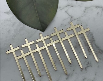 3.8cm Mini acrylic Cross shaped cupcake toppers for christening or baptism