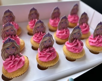 12 Barbie head cupcake toppers